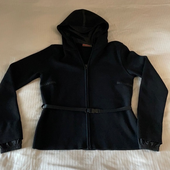PRADA Women’s  Wool Zip Up Jacket with hoody size 44/medium - Picture 8 of 13